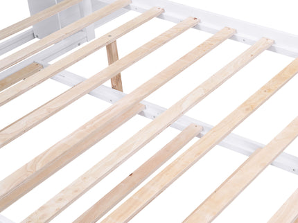 Storage Platform Bed With Pull Out Shelves And Trundle