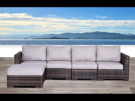 Wide Patio Sectional With Cushions - Brown
