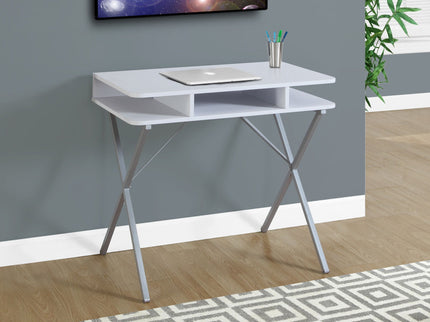 Computer Desk For Home Office, Laptop, Storage Shelves, Modern Convenient Design - White