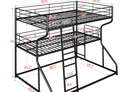 Industrial Triple Bunk Bed With Dual Ladders Frame, Space Saving Design