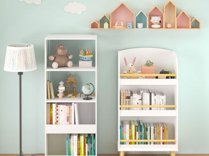 Bookshelf 3 Tier Book Organizer With Toy Storage - White