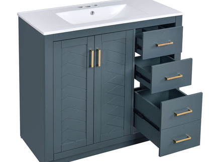 Bathroom Vanity With Sink Combo, Storage Cabinet, Freestanding Set With 3 Drawers & Soft Closing Doors