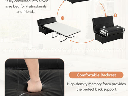 Twin Size Folding Ottoman Sleeper Bed With Mattress Convertible Guest Bed