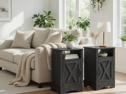 Farmhouse Nightstand, Charging Station & Storage