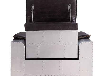 Misezon - Top Grain Leather Power Motion Recliner - Dark Brown