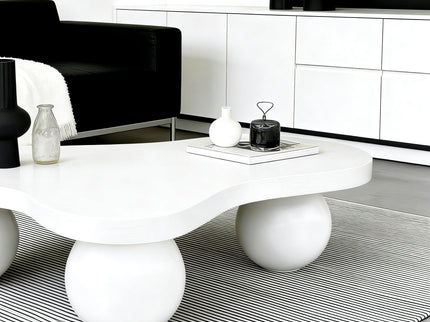 Cloud Shaped Coffee Table With 3 Ball Legs For Living Room