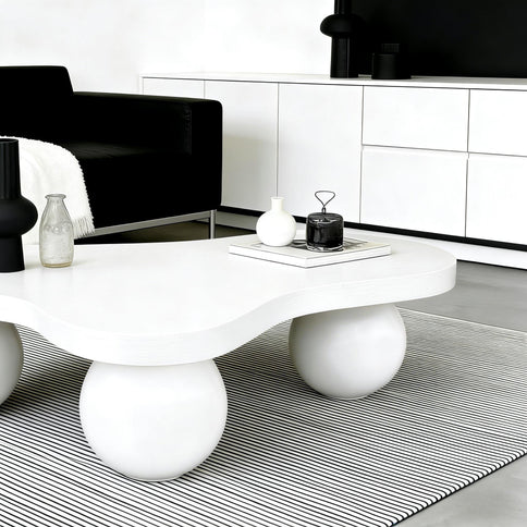 Cloud Shaped Coffee Table With 3 Ball Legs For Living Room