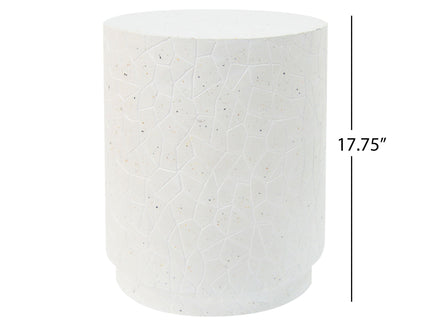 Outdoor Terrazzo Concrete Drum End Table, Living Room Accent Table - White Terrazzo