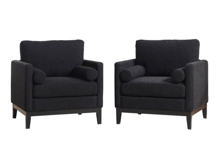Wide Modern Farmhouse Performance Accent Chair With Legs, Wood Base