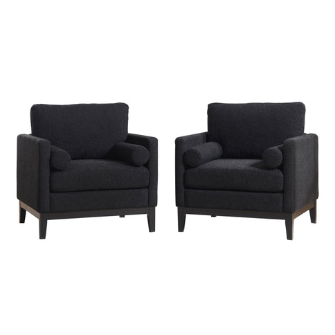 Wide Modern Farmhouse Performance Accent Chair With Legs, Wood Base