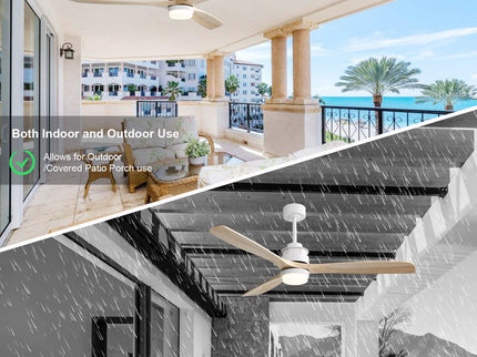 60" Ceiling Fan With Remote Control Light For Indoor And Outdoor Use - White