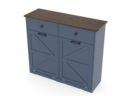 Double Tilt Out Trash Cabinet With Hideaway Drawer And Barn Door Style