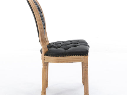 French Style Solid Wood Frame Antique Painting, Hand-Pulled Buckle Decoration Artificial Dining Chair With Nailhead Trim, Wood Legs