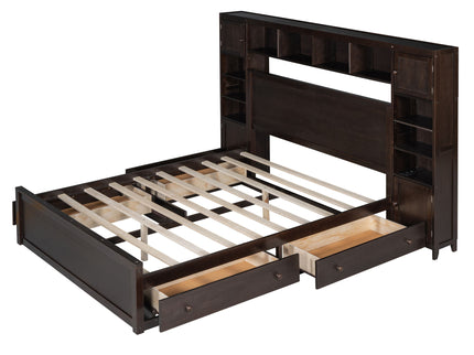 Bed With All In One Cabinet, Shelf And Sockets