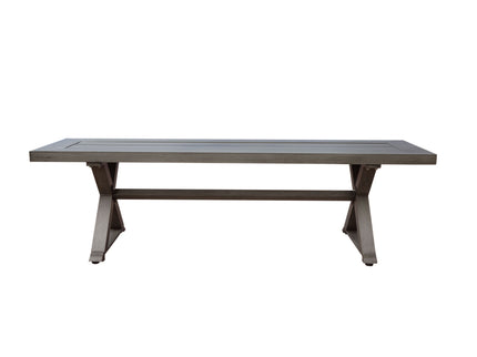 Modern Aluminum Outdoor Dining Bench With X Base - Dark Gray