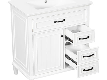 Bathroom Vanity With Sink Top, Flip Drawers, Adjustable Shelf