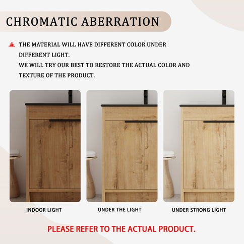 30" Freestanding Bathroom Cabinet With Basin & 2 Soft Close Doors - Imitative Oak