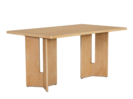Dining Table Set With 6 Upholstered Chairs, Rectangular Table With Cutout Legs