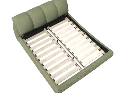 Luxury Upholstered Platform Bed With Oversized Padded Backrest And Solid Wood Frame