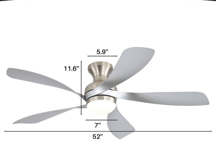 52" Ceiling Fan With 3 Color Dimmable LED Light, DC Reversible Motor, 6 Speed Settings
