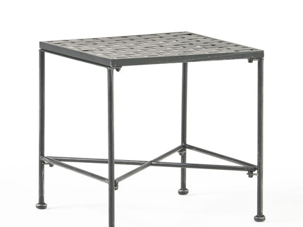 Outdoor Square Side Table With X Shaped Iron Frame - Black