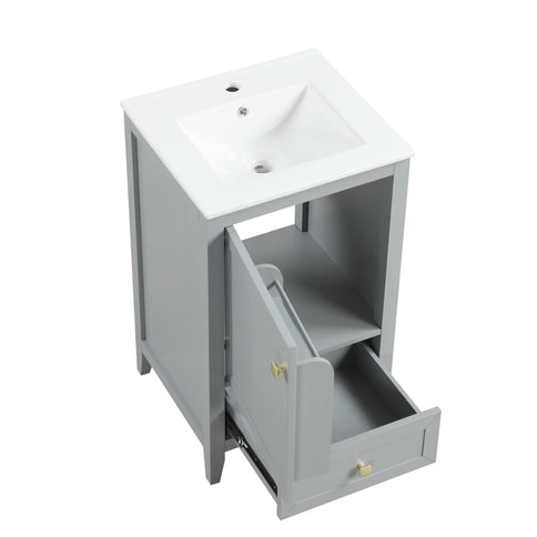 Bathroom Vanity With Sink, Soft Closing Cabinet Door, Storage Rack And Drawer