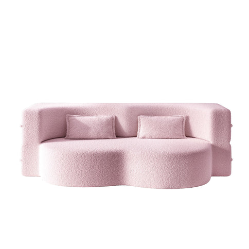 Modern Floor Sleeper Sofa Bed With 2 Pillows, Convertible Twin Size Folding Mattress For Living Room
