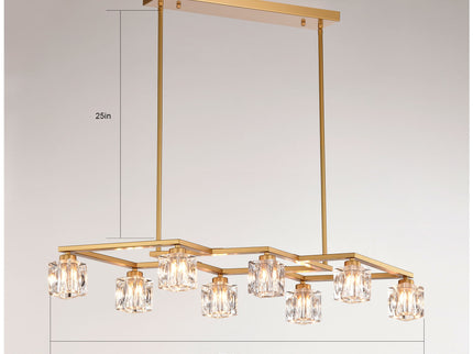 Crystal Chandelier For Dining Room, 8 Light Kitchen Chandelier Light Fixture Modern Metal Industrial Chandeliers For Farmhouse Entryway Living Room (8*G9 Bulbs Included) - Matte Gold