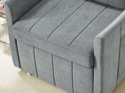 Upholstered Convertible Sleeper Sofa With 5 Position Backrest, Side Pockets, Storage