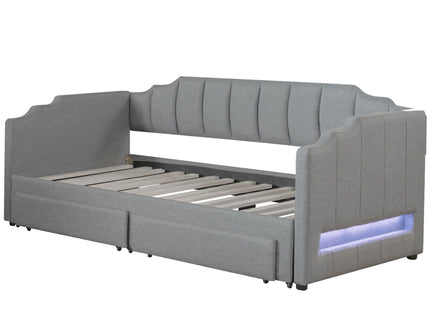 Extendable Daybed With LED Light And 2 Storage Drawers