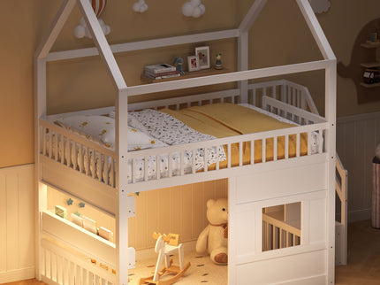 House Bed With Built-In LED Shelf Light