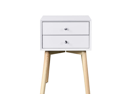 Bedside Table With 2 Drawers Mid-Century Modern Storage Cabinet For Bedroom