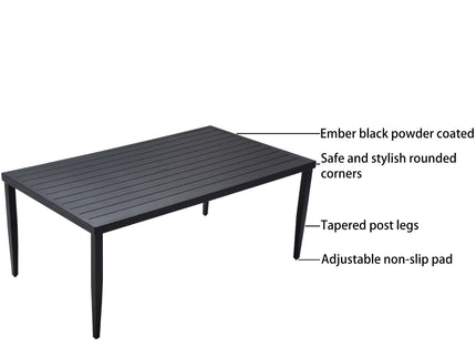 Outdoor Patio Dining Table With Tapered Feet & Umbrella Hole
