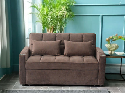 3 In 1 Convertible Sleeper Sofa Bed, Modern Fabric Loveseat Futon Sofa Couch With Pullout Bed, Small Love Seat Lounge Sofa With Reclining Backrest, Furniture For Living Room