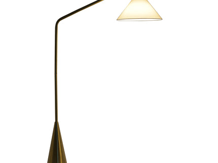 Lisbon - Floor Lamp With On / Off Switch Coned Base Hanging Shade - Antique Brass / White