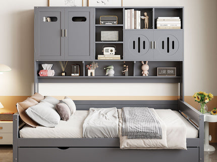 Daybed With All-In-One Cabinet And Shelf