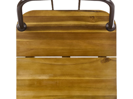 Dione Outdoor Industrial Acacia Wood Bar Set With Metal Frame And Slat Paneling - Brown
