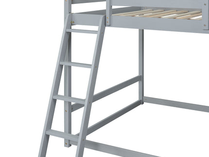 Bunk Bed With Ladder, Slide, And Shelves Pine Wood