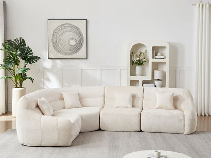 Luxury Curved Corner Sectional Sofa With 4 Pillows