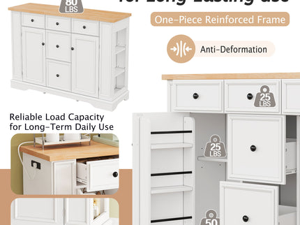 Sideboard Buffet Cabinet With 5 Drawers, 2 Cabinets, Adjustable Shelves