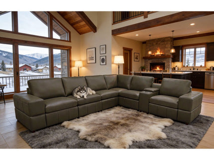 Upholstered Large Arms Sectional With Recliner Seats