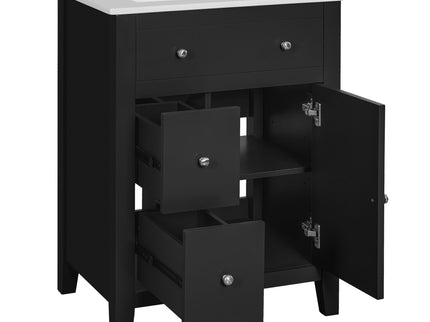 Bathroom Vanity With Basin, Rectangular Cabinet With 2 Drawers And Soft Closing Door