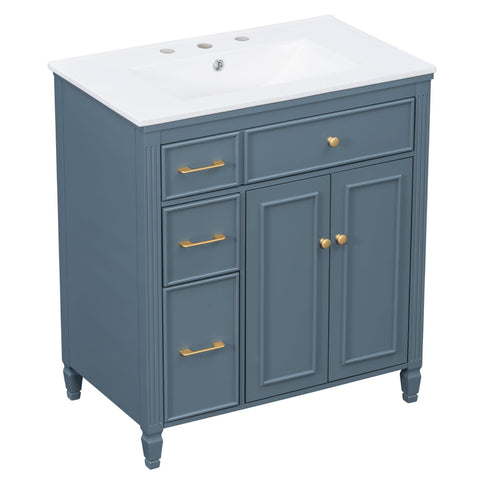 Freestanding Bathroom Vanity With Sink, Soft Close Door, Tip Out Drawer