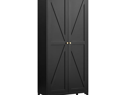 Adjustable 2 Door Kitchen Pantry Cabinet With Striped Design