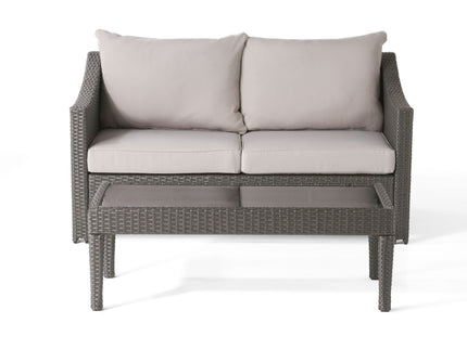 Contemporary Antibes Loveseat & Table Set Outdoor - Gray