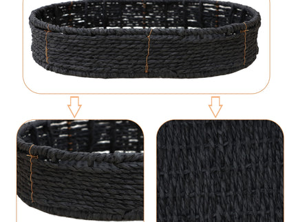 Modern 3 Tier Handwoven Side Table With Oval Organizer