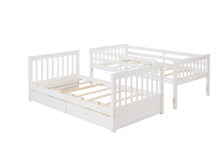 Bunk Bed With Ladders And 2 Storage Drawers