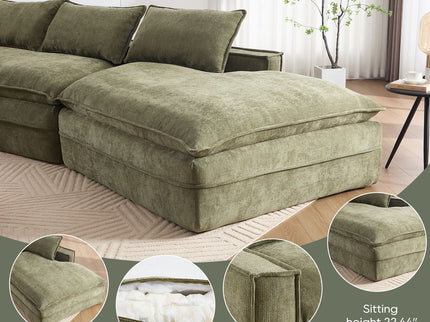 Modern Minimalist Modular Sectional Sofa With Deep Seats And Right Facing Chaise