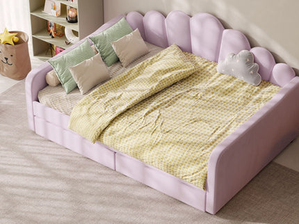 Shell Shaped Upholstered Daybed Frame With Slats