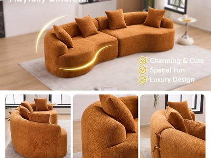 4 Seater Sofa With Fabric, 30D, 60 Hardness Full Sponge, 4 Pillow For Living Room, Home Furniture Sleeper Sectional Sofa For Apartment